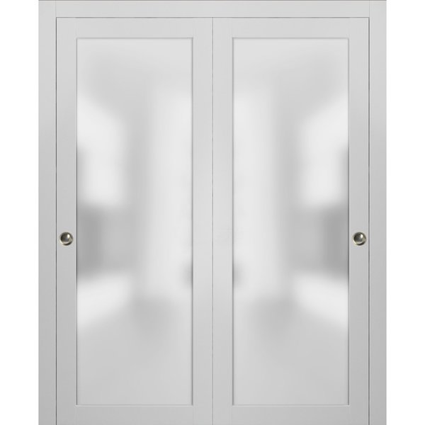 Sartodoors Closet Bypass Interior Door, 64" x 80", White PLANUM2102DBD-WS-64